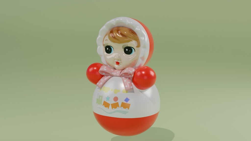おきあがりこぼし人形 3Dモデル