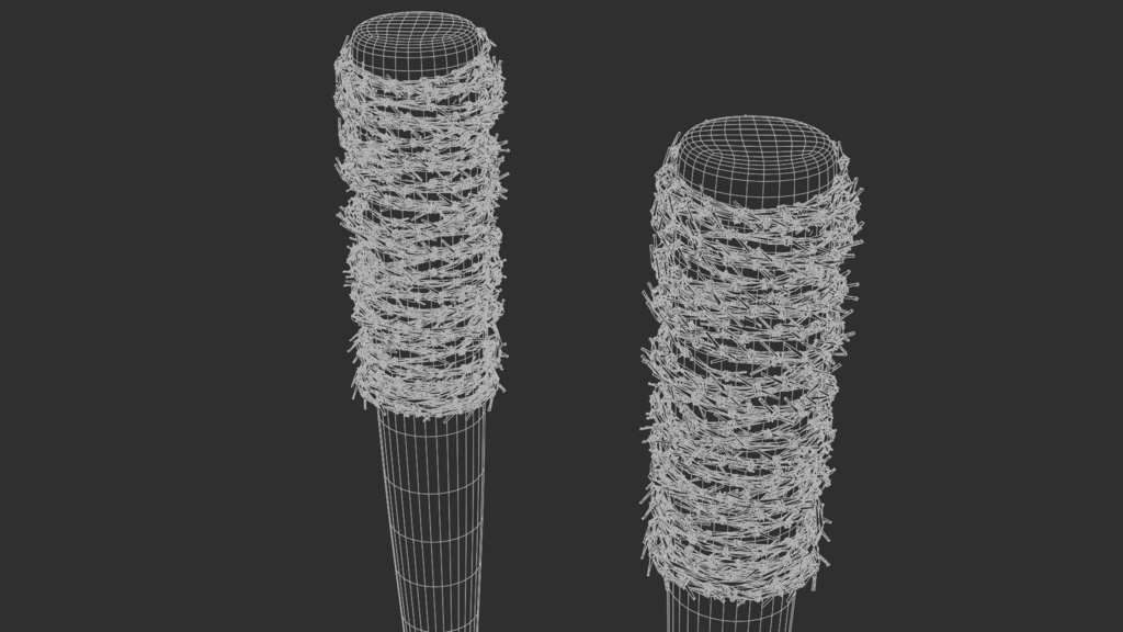 有刺鉄線巻きバット 3Dモデル