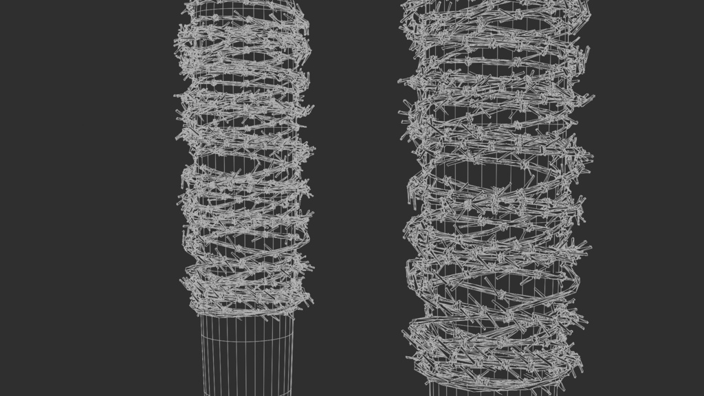 有刺鉄線巻きバット 3Dモデル