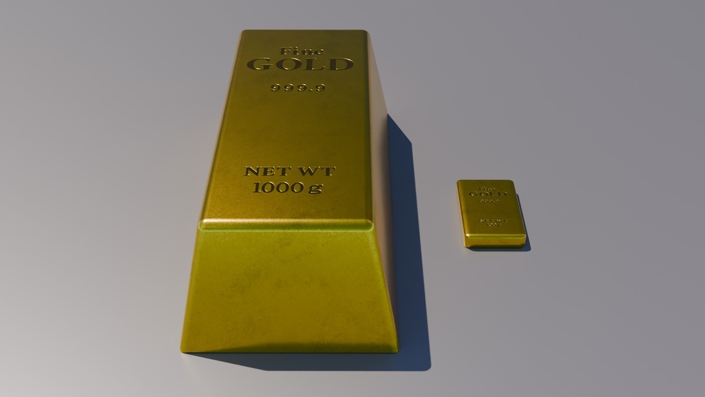24k金インゴット 3Dモデル