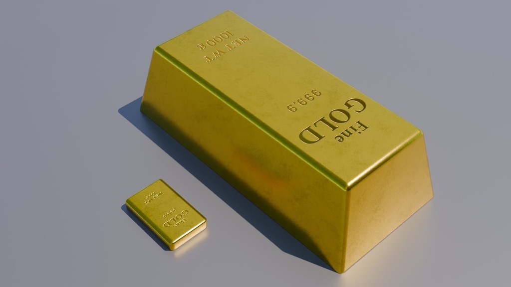 24k金インゴット 3Dモデル
