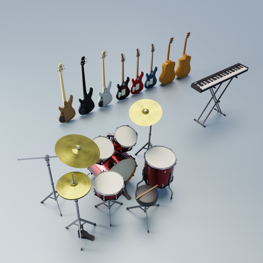 楽器セット 3Dモデル