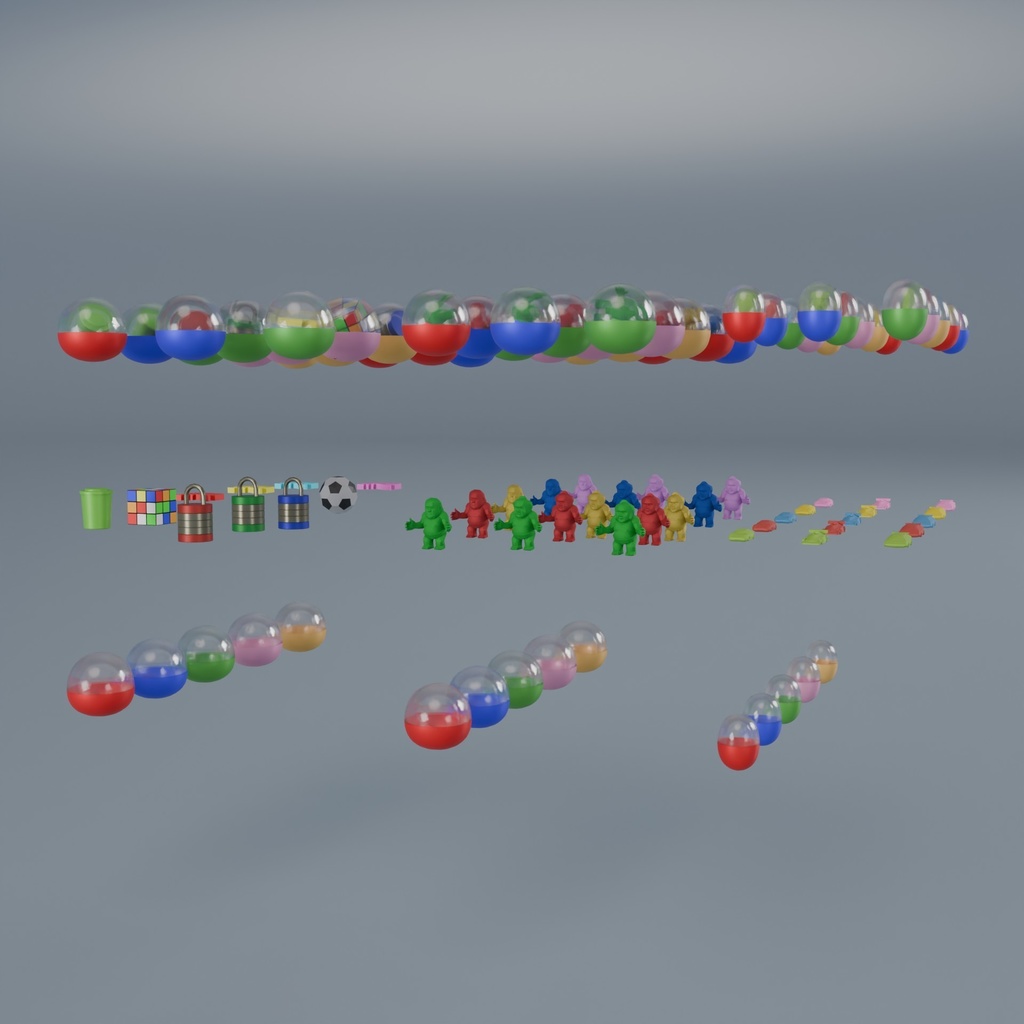 ガチャ筐体セット 3Dモデル