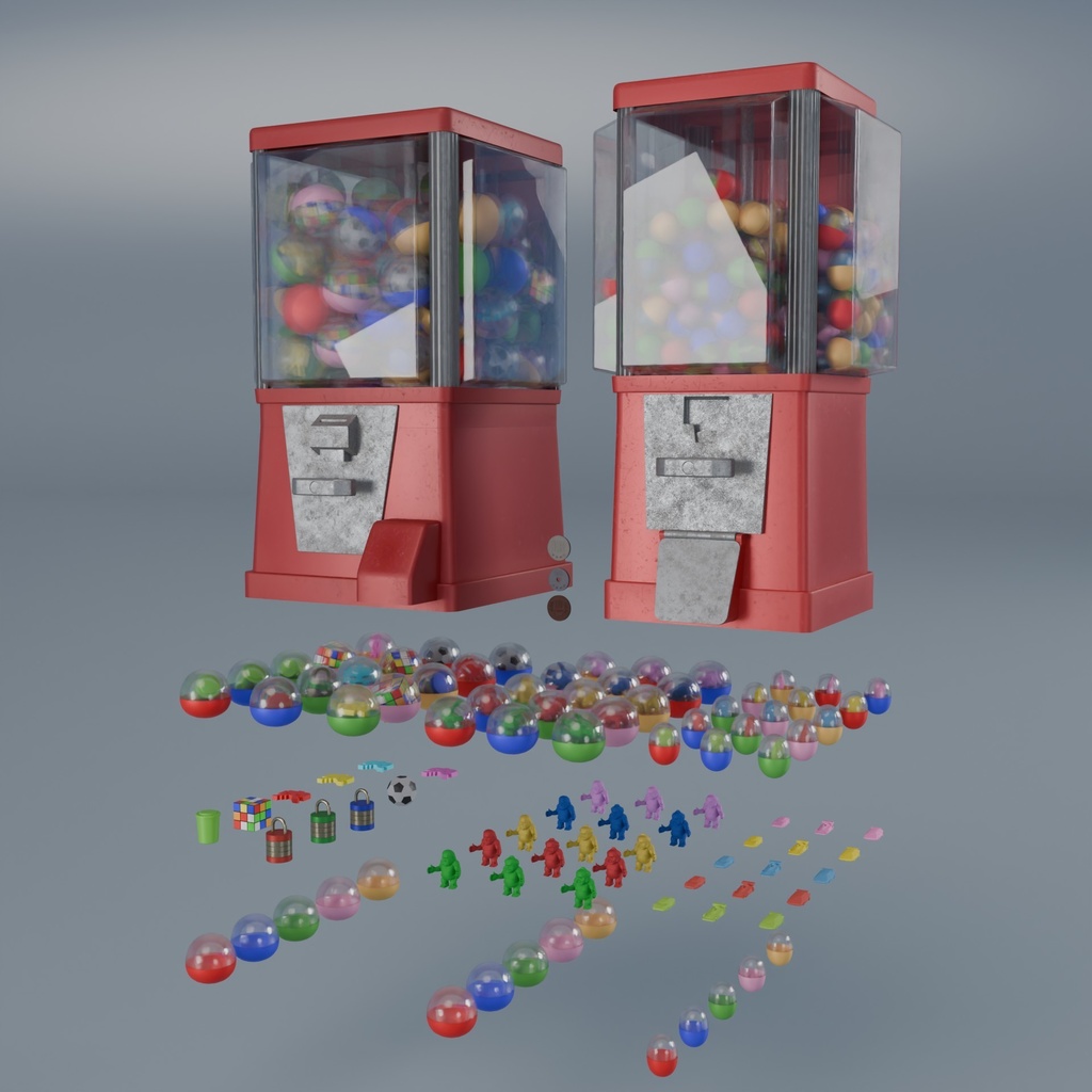 ガチャ筐体セット 3Dモデル