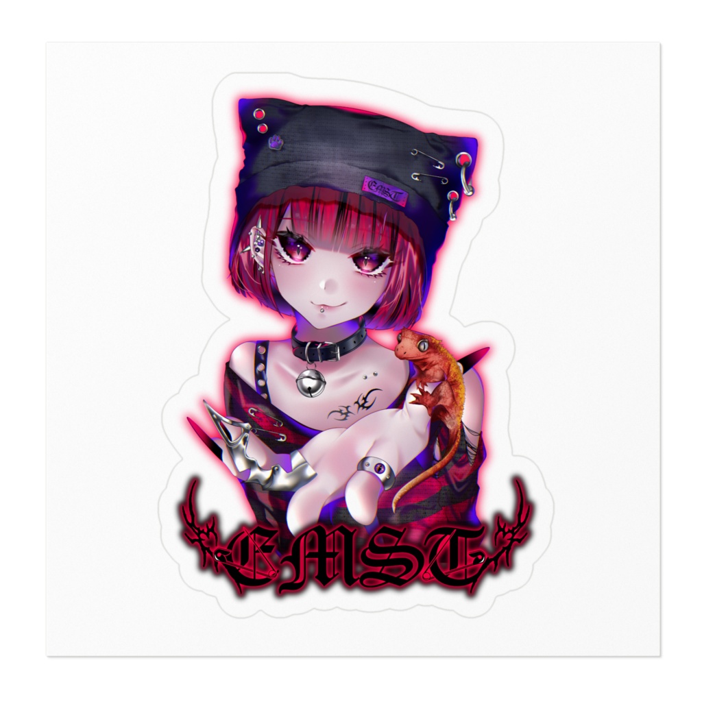 【EMST】クレステッドゲッコーバイカラーレッドステッカー