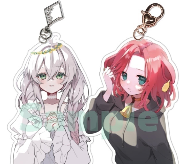 アクリルキーホルダー（白・赤）2点SET