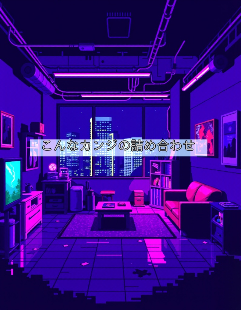 ネオン･サイバーパンク･ゲーミング風景･ドット絵【AI生成イラスト】