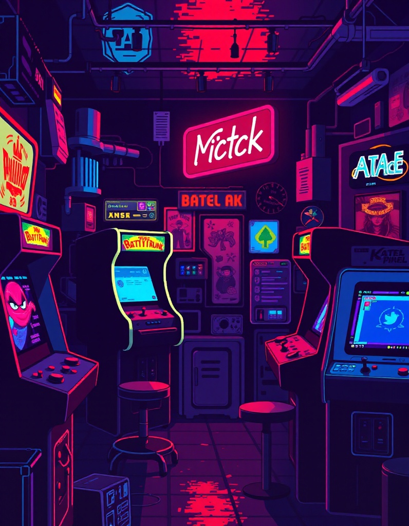 ネオン・サイバーパンク・ゲーミング風景・ドット絵【AI生成イラスト】