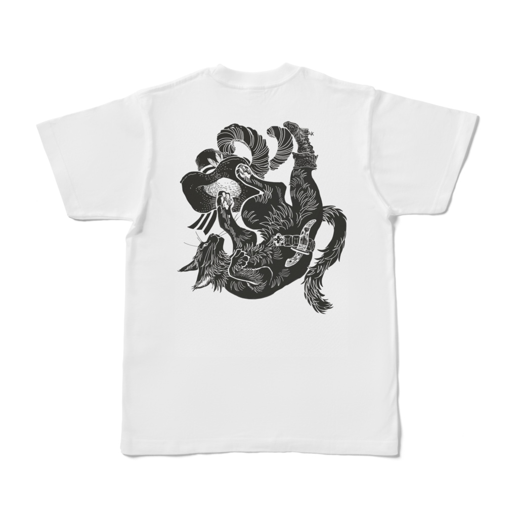 長靴をはいた猫 白Tシャツ(両面プリント)