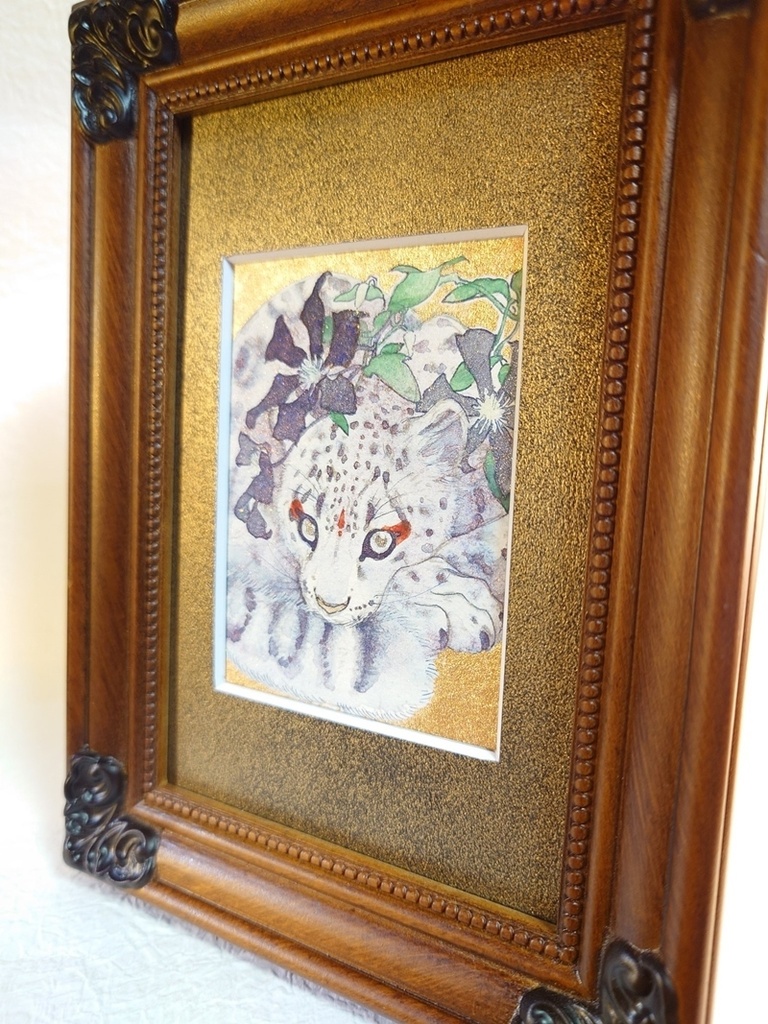 直筆ATC ユキヒョウ「花舞う」