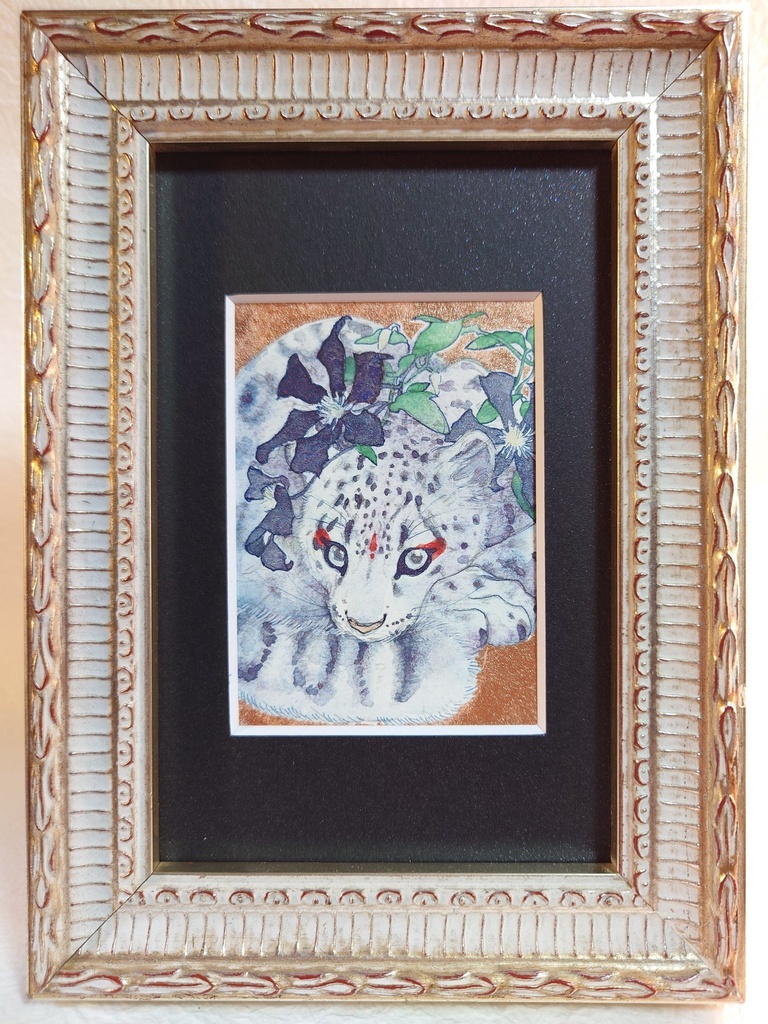 直筆ATC ユキヒョウ「花舞う」