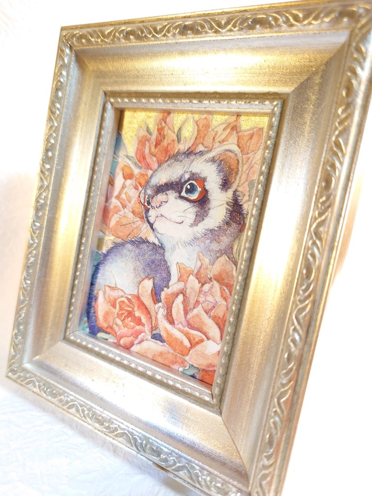 直筆ATC「花篭り」フェレット