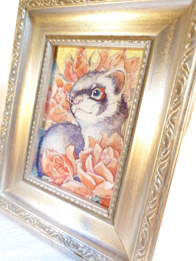 直筆ATC「花篭り」フェレット