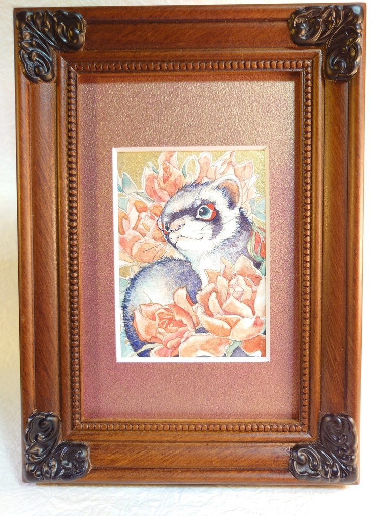 直筆ATC「花篭り」フェレット