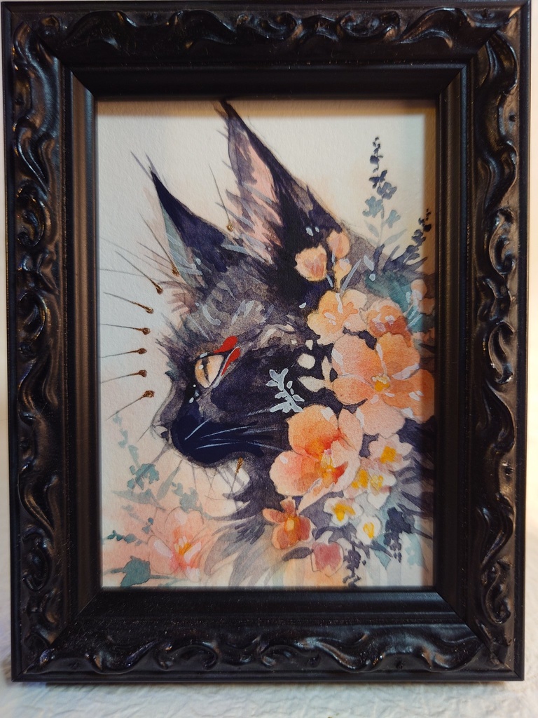 直筆ATC 黒猫「香りの庭」