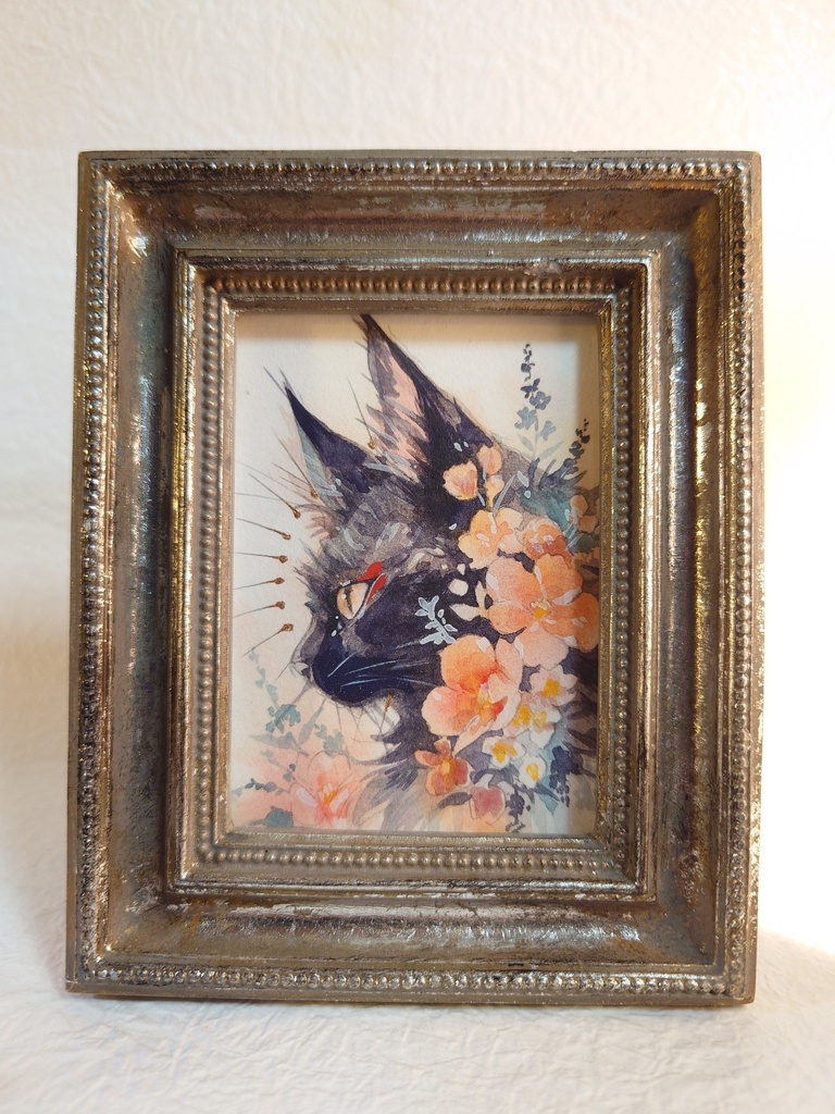 直筆ATC 黒猫「香りの庭」