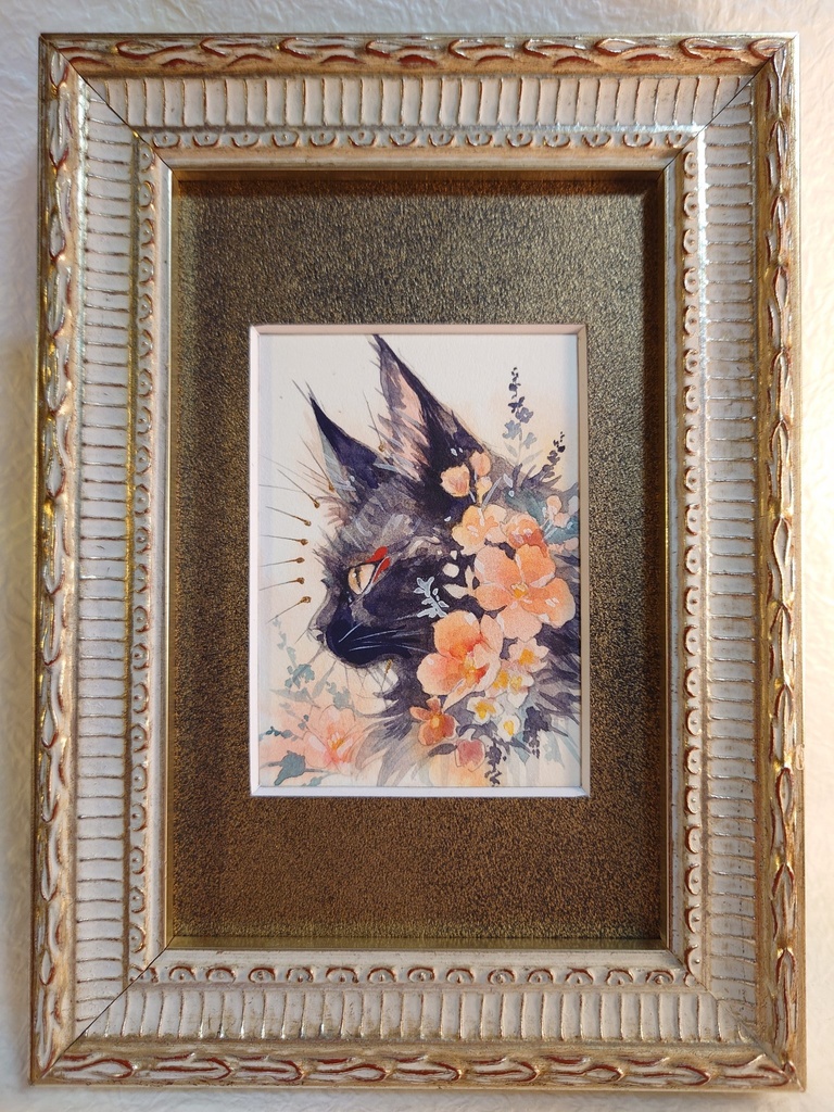 直筆ATC 黒猫「香りの庭」