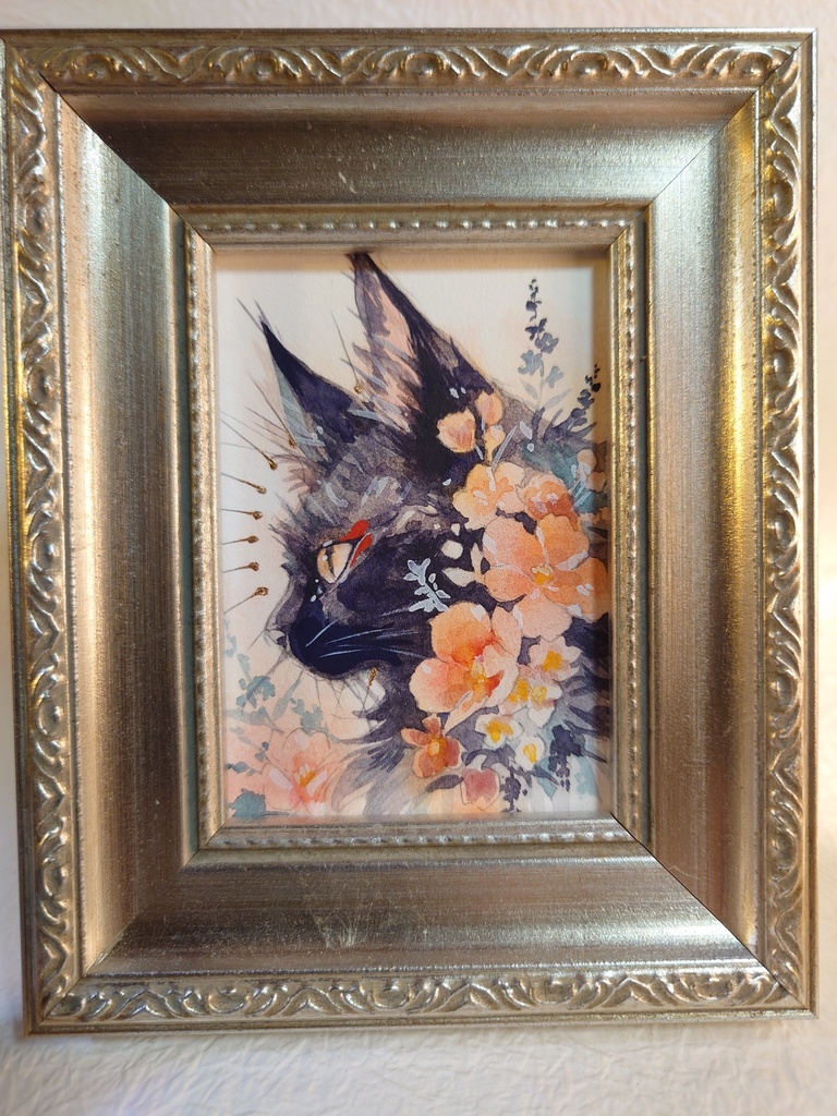 直筆ATC 黒猫「香りの庭」