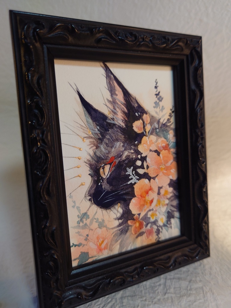 直筆ATC 黒猫「香りの庭」