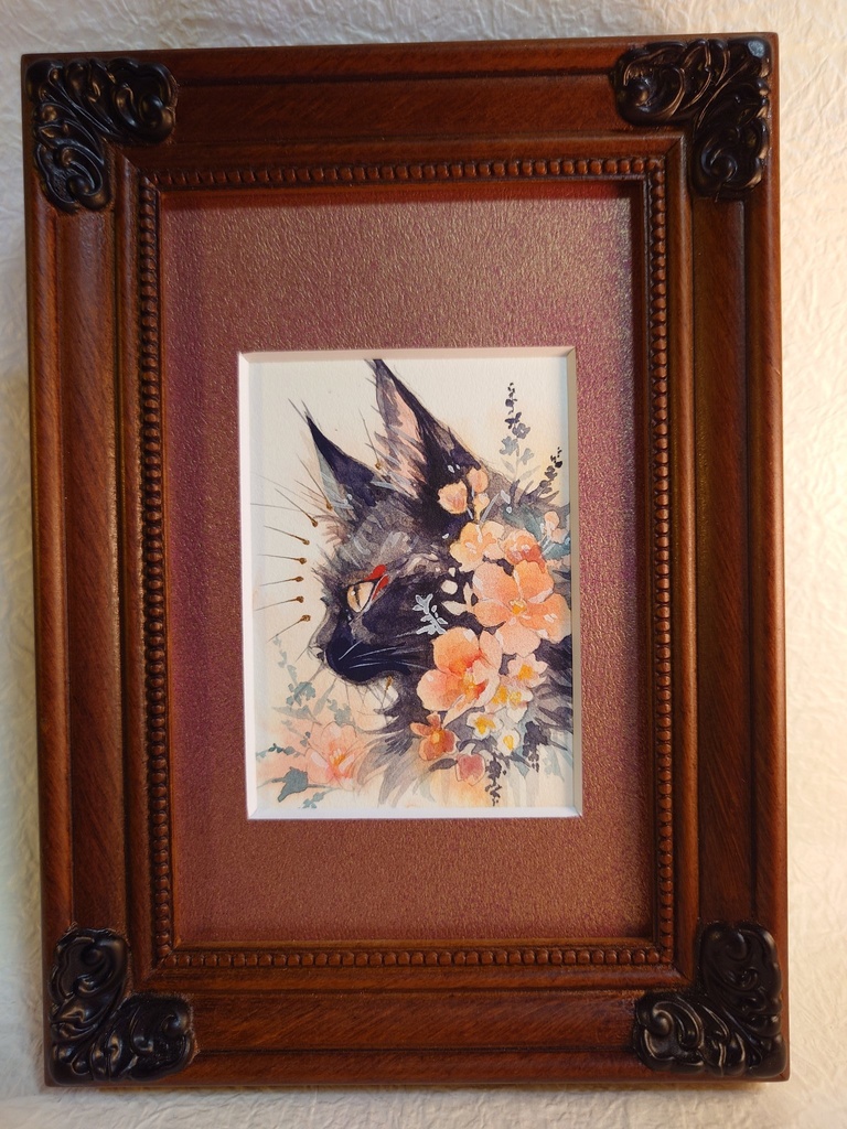 直筆ATC 黒猫「香りの庭」