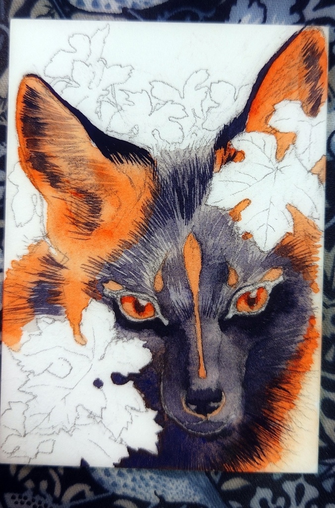 直筆ATC十字狐「シトゥンペカムイ」