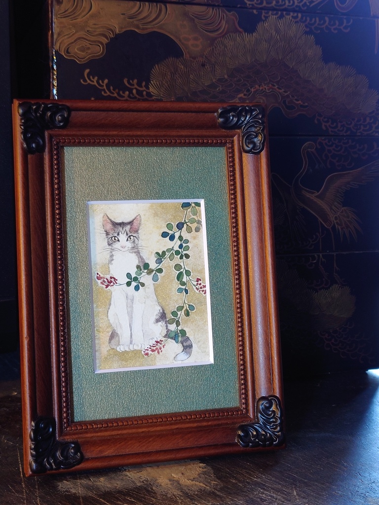 直筆ATC萩と猫「向秋の聲」