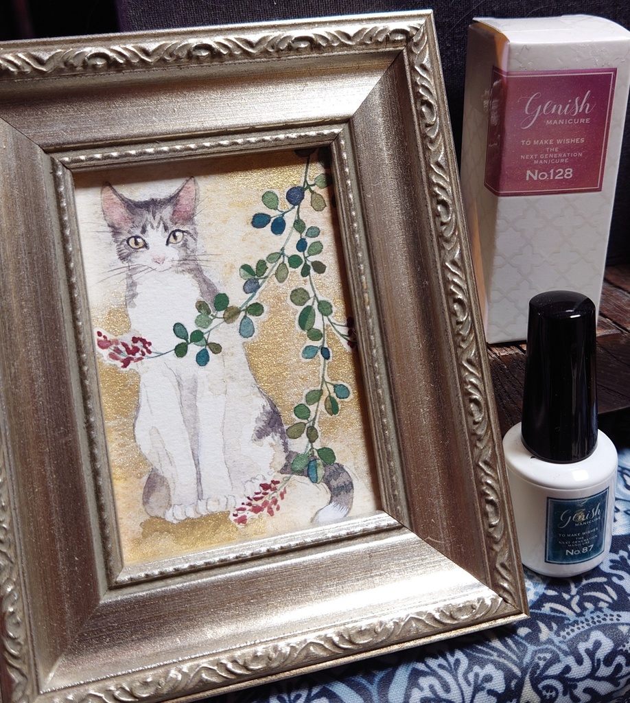 直筆ATC萩と猫「向秋の聲」