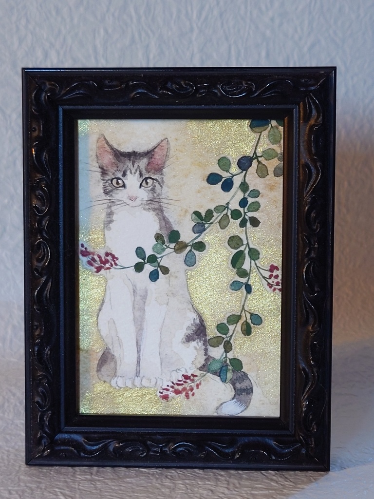 直筆ATC萩と猫「向秋の聲」