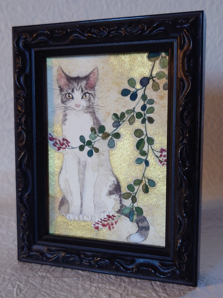 直筆ATC萩と猫「向秋の聲」