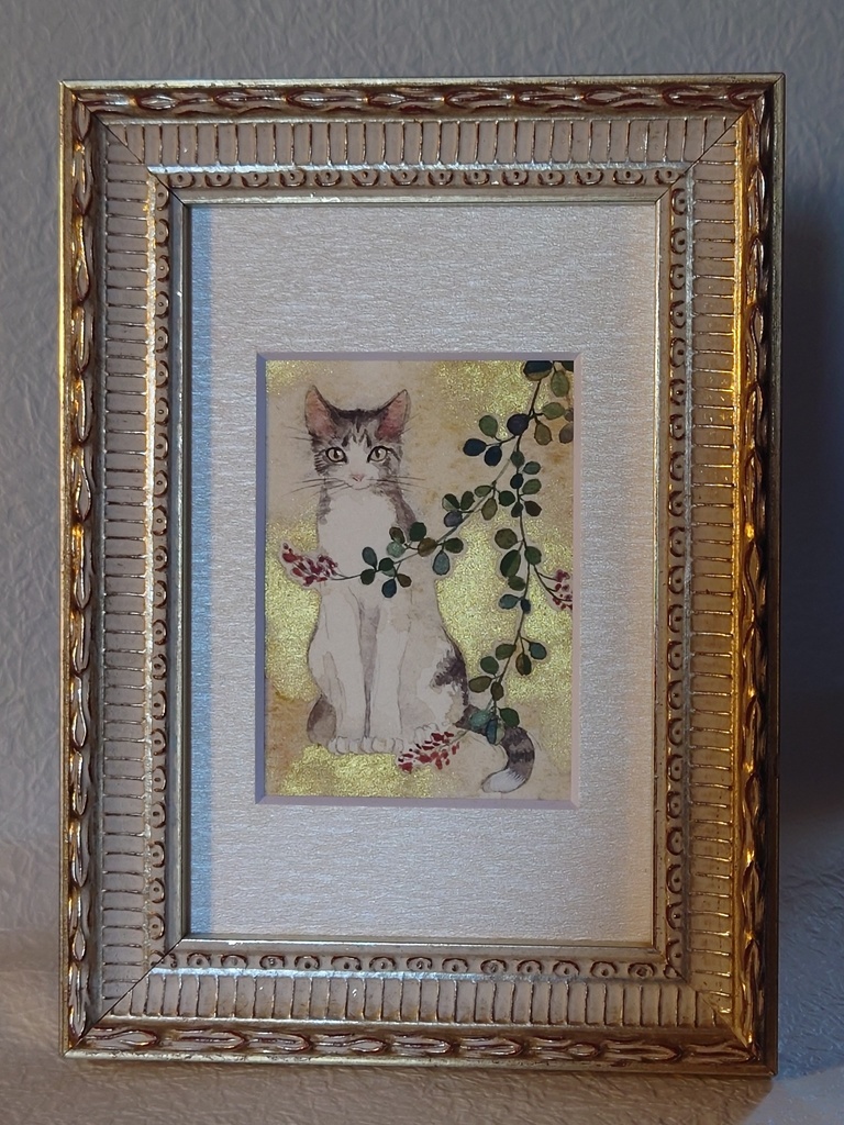 直筆ATC萩と猫「向秋の聲」