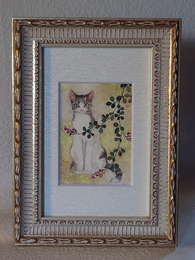 直筆ATC萩と猫「向秋の聲」