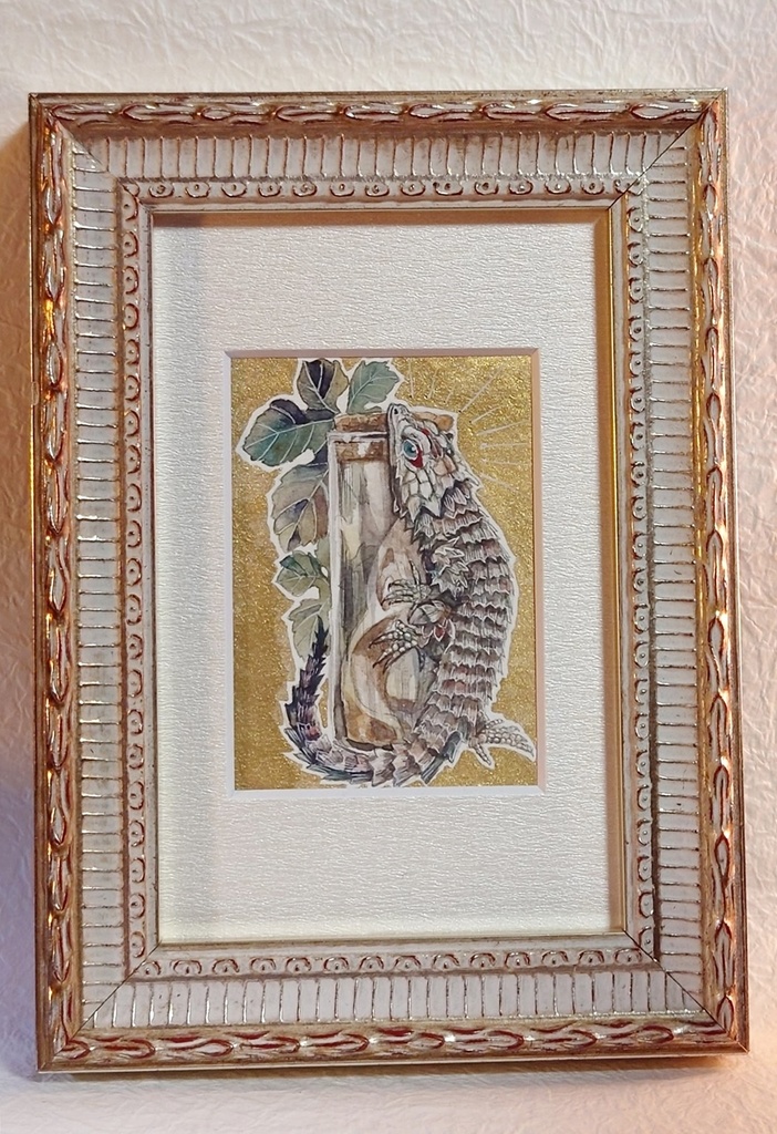 直筆ATCアルマジロトカゲ「時を詰めた瓶に」