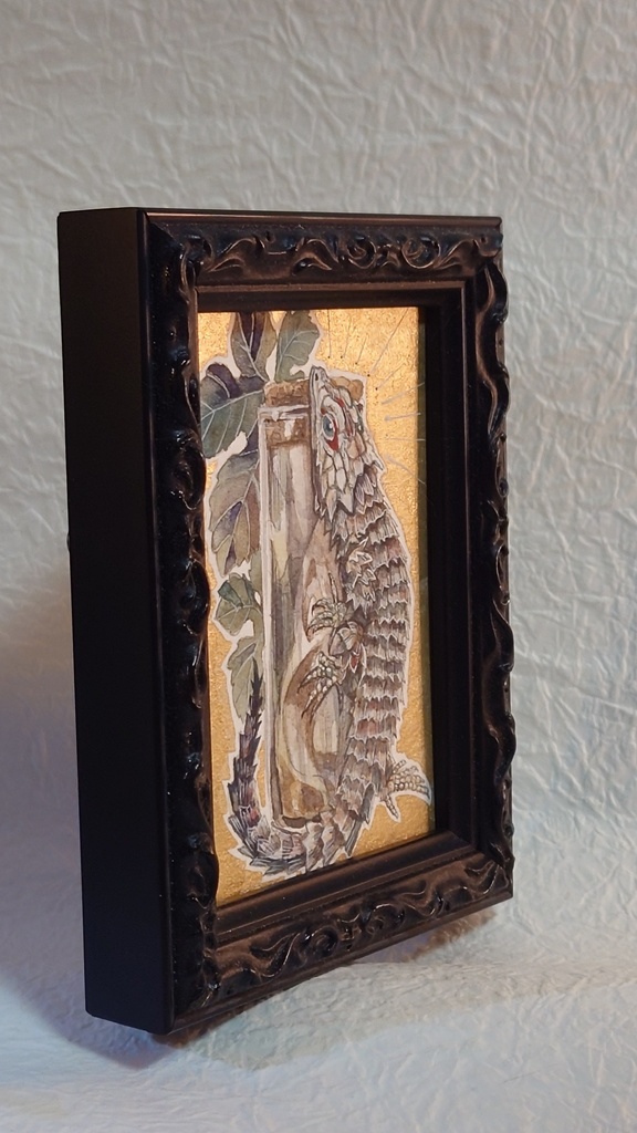 直筆ATCアルマジロトカゲ「時を詰めた瓶に」