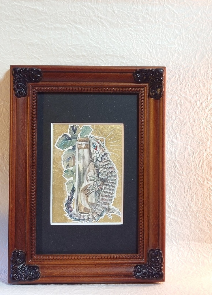 直筆ATCアルマジロトカゲ「時を詰めた瓶に」