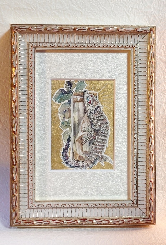 直筆ATCアルマジロトカゲ「時を詰めた瓶に」