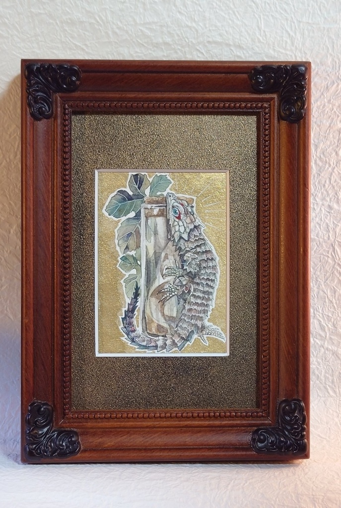 直筆ATCアルマジロトカゲ「時を詰めた瓶に」