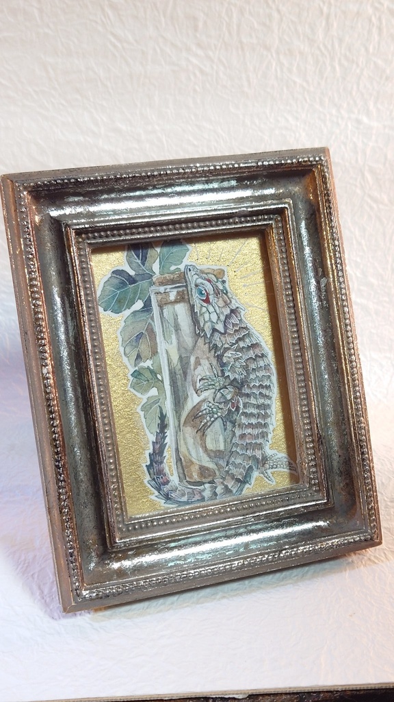 直筆ATCアルマジロトカゲ「時を詰めた瓶に」