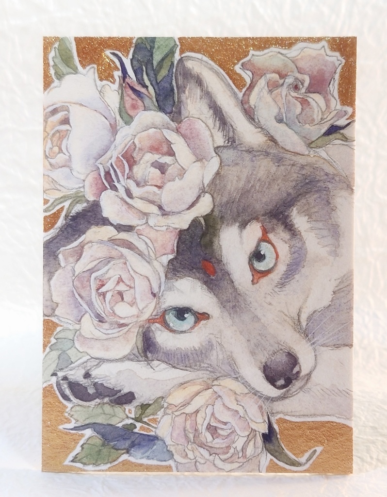 直筆ATC 花と狼「白風」