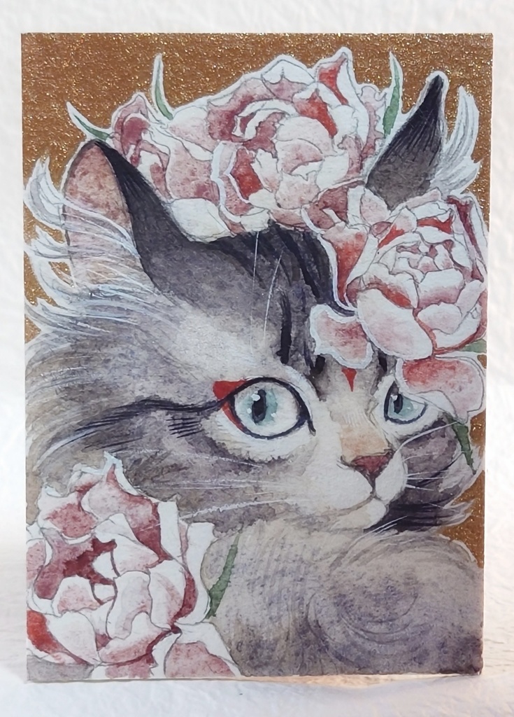 直筆ATC 猫「天つ風」