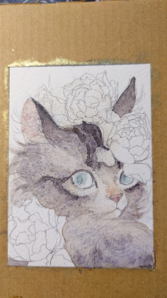 直筆ATC 猫「天つ風」