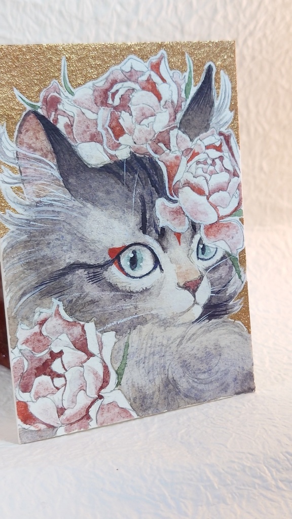 直筆ATC 猫「天つ風」