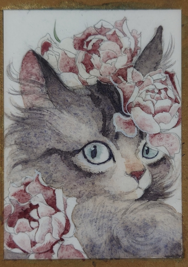 直筆ATC 猫「天つ風」