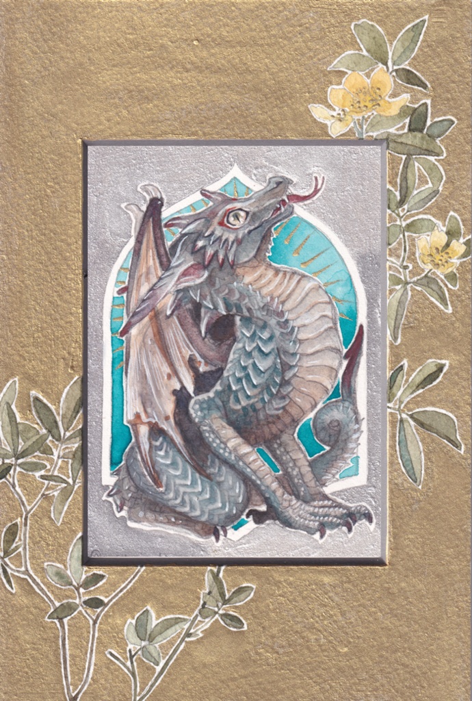 直筆イラストマット07「木香薔薇」