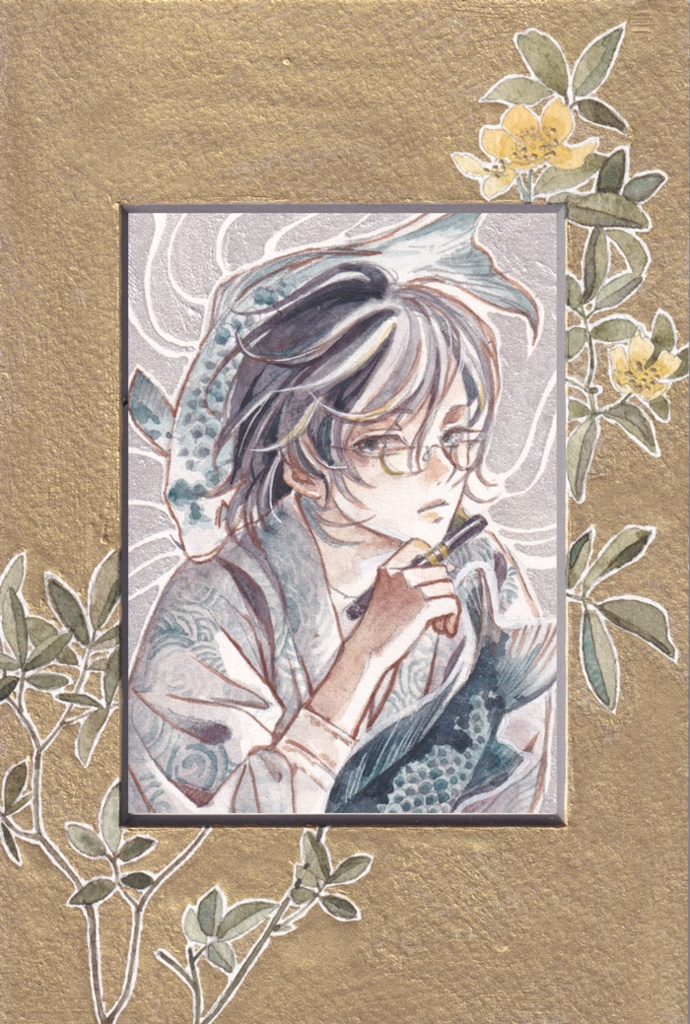 直筆イラストマット07「木香薔薇」