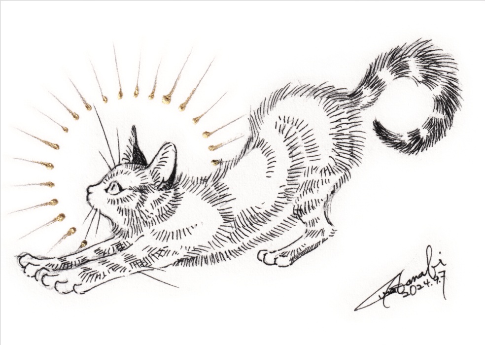 直筆ATC82+直筆マット「流星群」