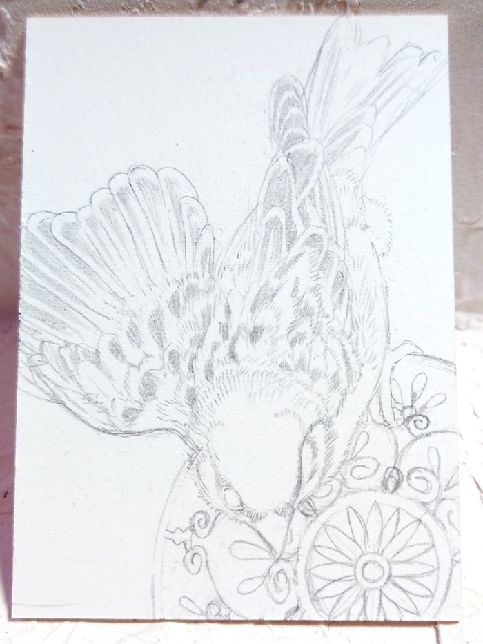 直筆ATC83「秋雀」