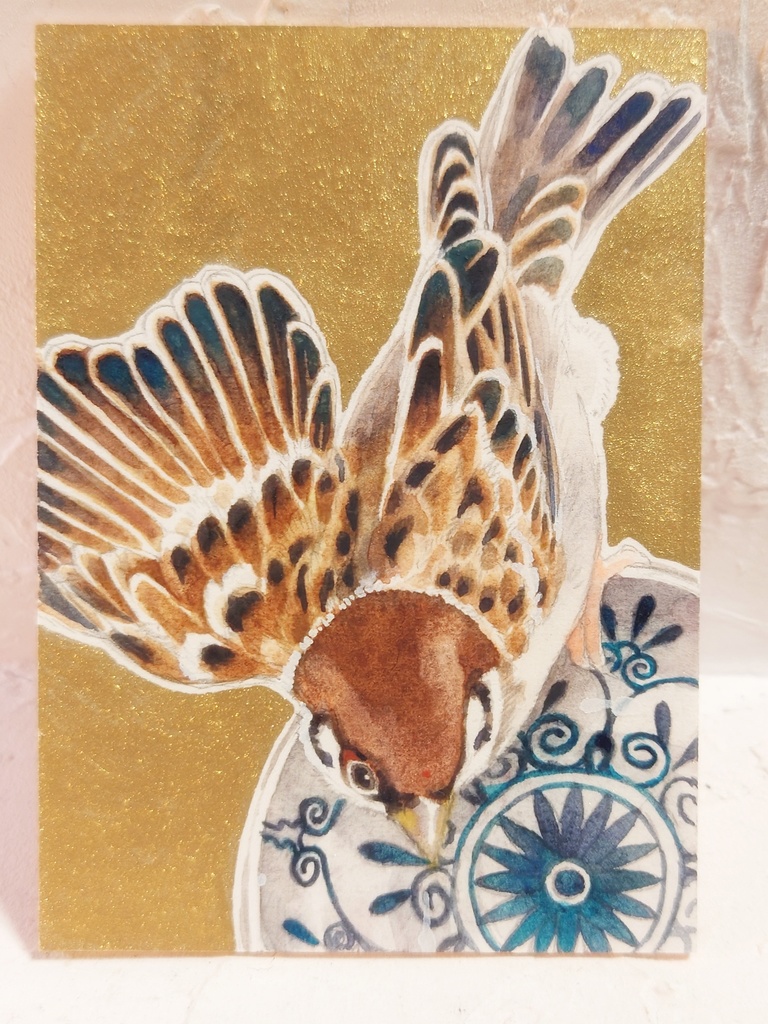 直筆ATC83「秋雀」