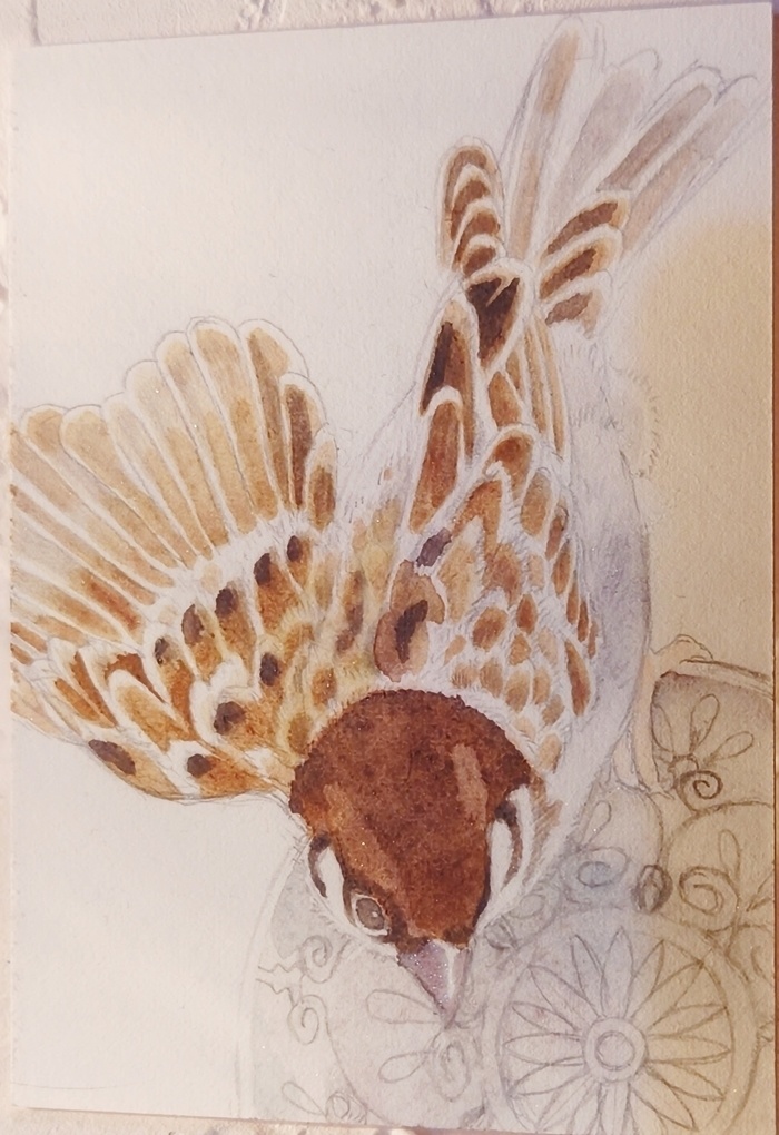 直筆ATC83「秋雀」