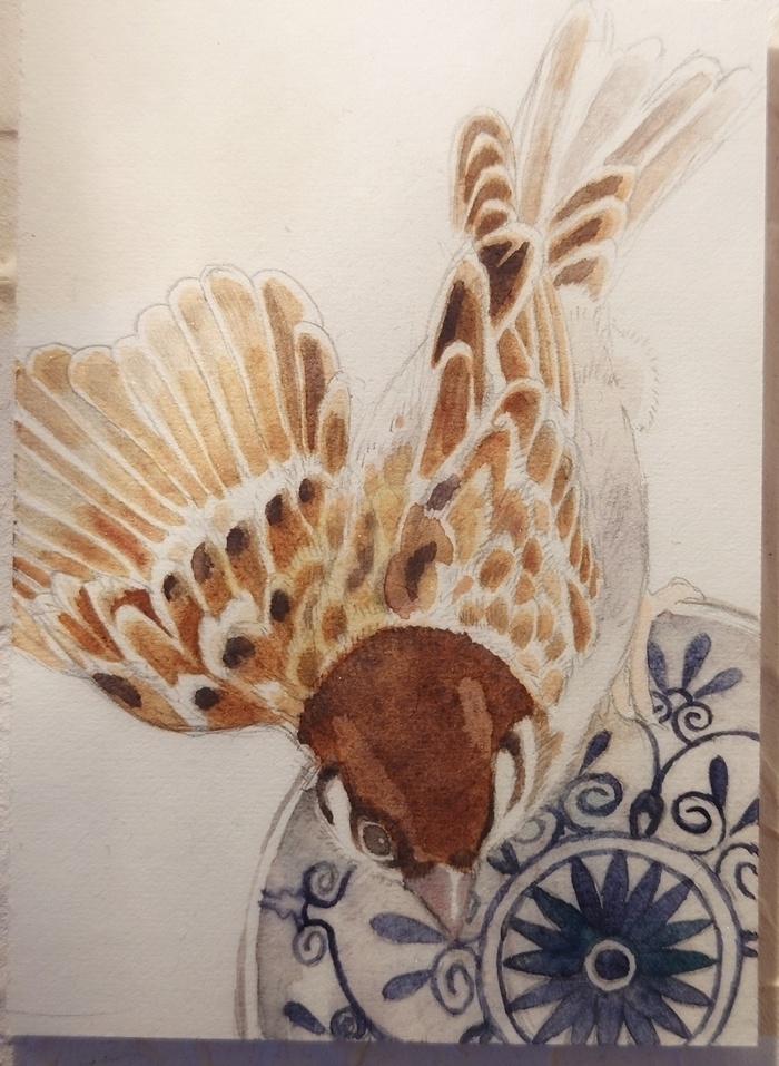 直筆ATC83「秋雀」