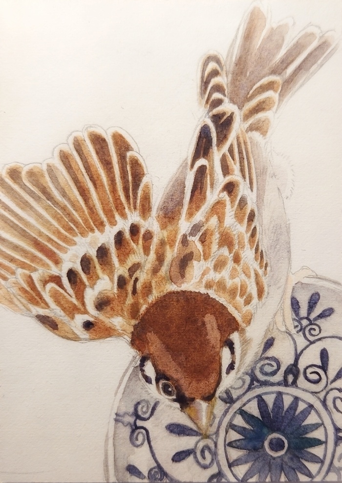 直筆ATC83「秋雀」